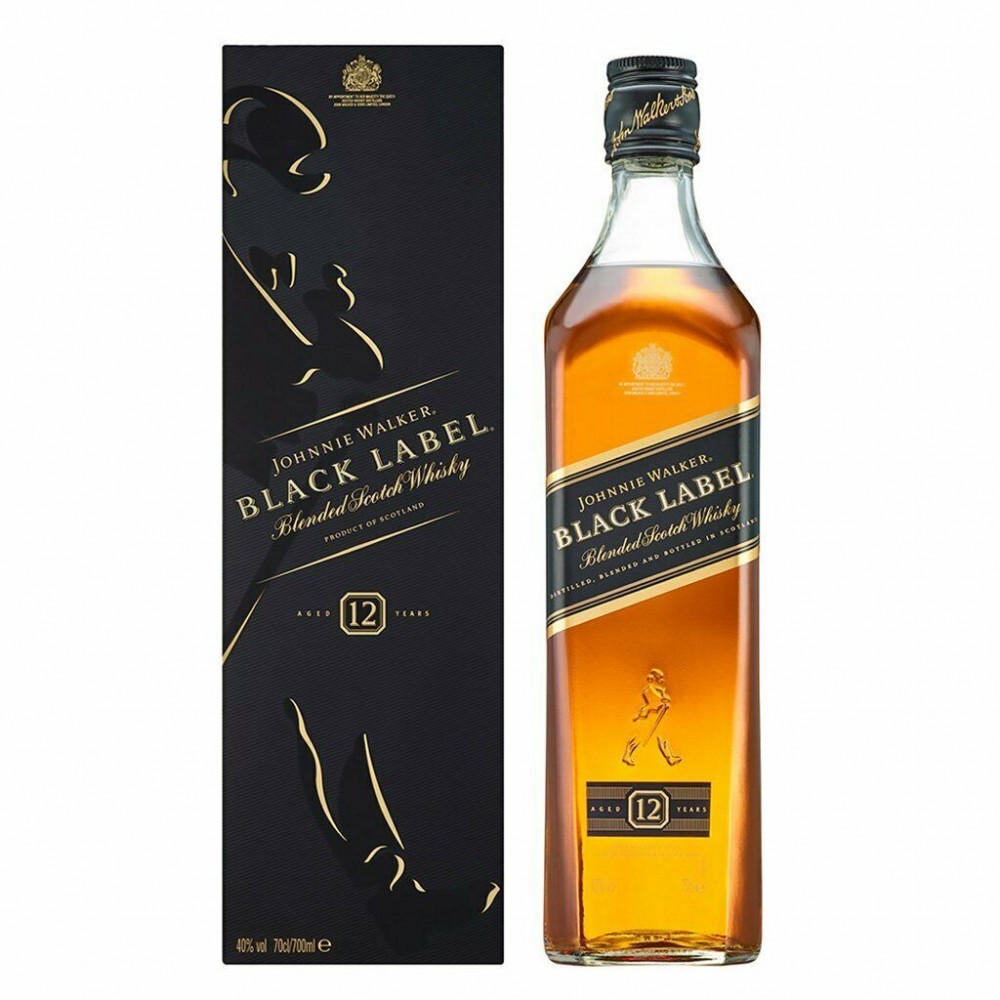 Johnnie Walker  Black Label Blended Scotch 12 year old Whisky 70cl