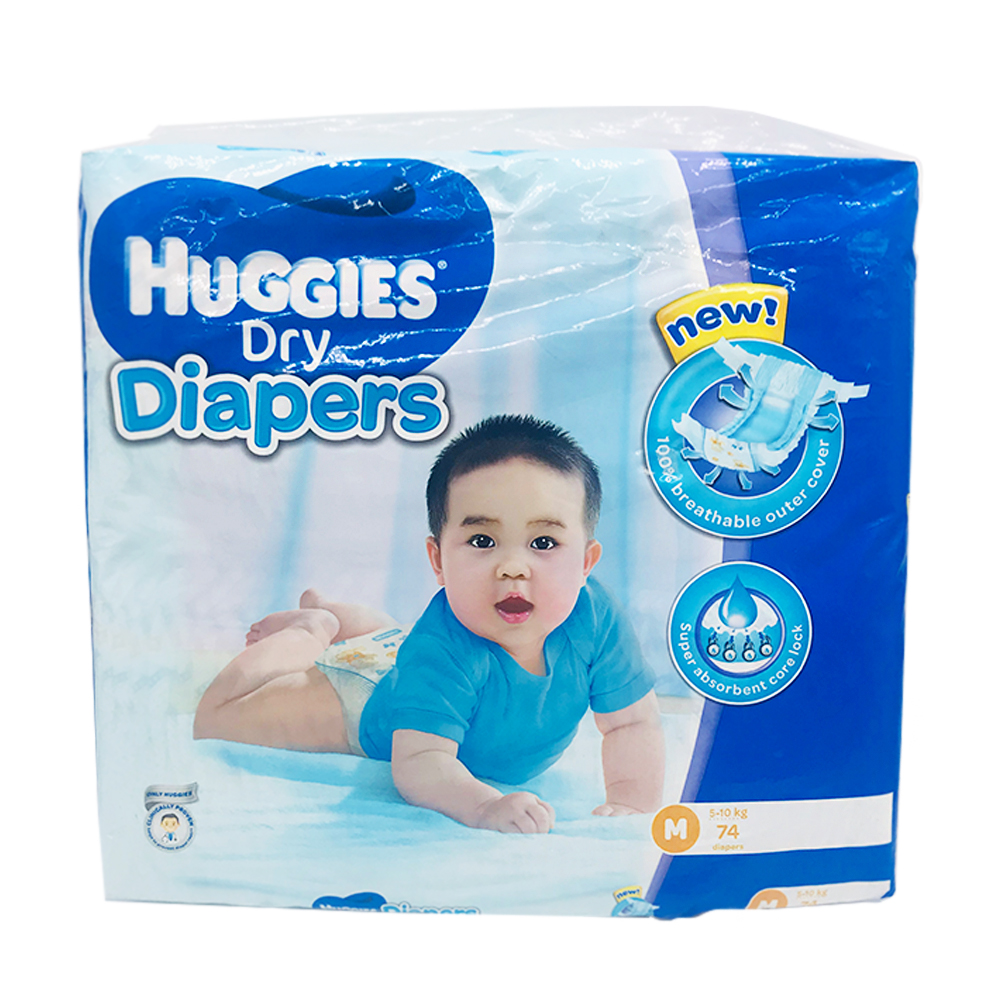 Huggies Dry Baby Diaper 74's Size-M