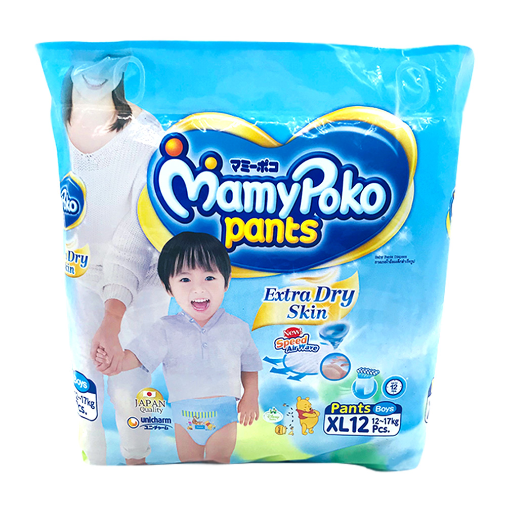 Mamy Poko Diaper Pants Extra Dry Skin 12's Size-Xl (Boys)