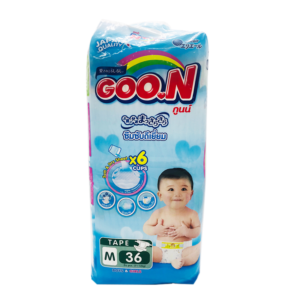 Goon Baby Diaper 36's Size-M (Boys & Girl)