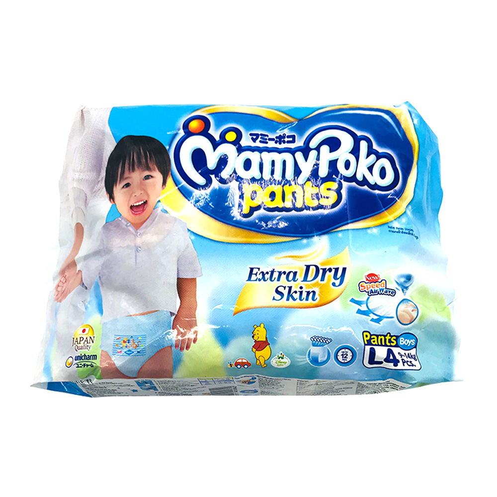 Mamy Poko Diaper Pants Extra Dry Skin 4's Size-L (Boys)