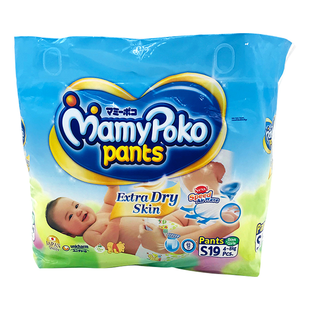 Mamy Poko Diaper Pants Extra Dry Skin 19's Size-S (Boys & Girls)