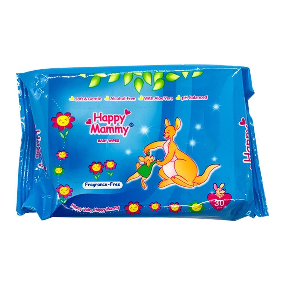 Happy Mammy Baby Wipes Fragrance-Fee 30's