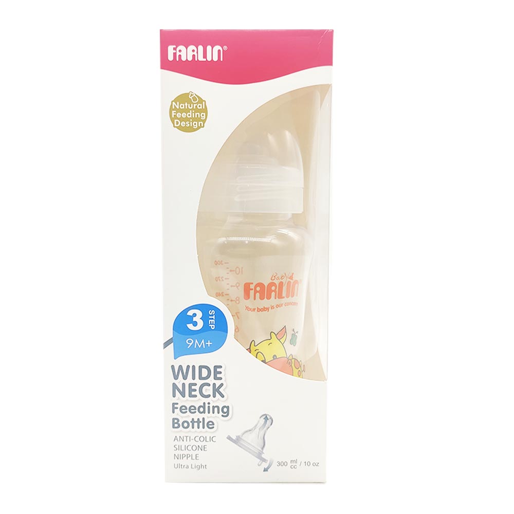 Farlin Anti-Colic Silicone Nipple Ultra Light Wide Neck Feeding Bottle 300ml