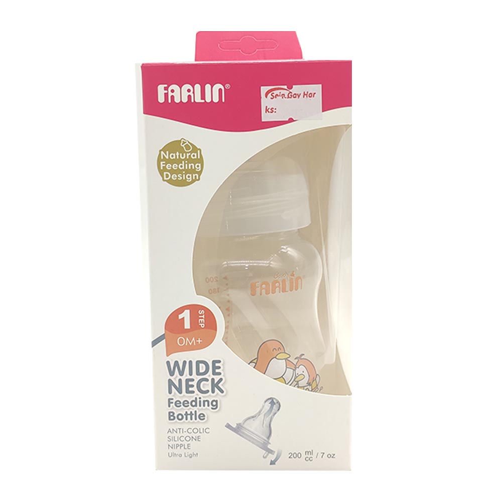 Farlin Step 1 Anti-Colic Silicone Nipple Ultra Light Wide Neck Feeding Bottle 200ml (0months+)