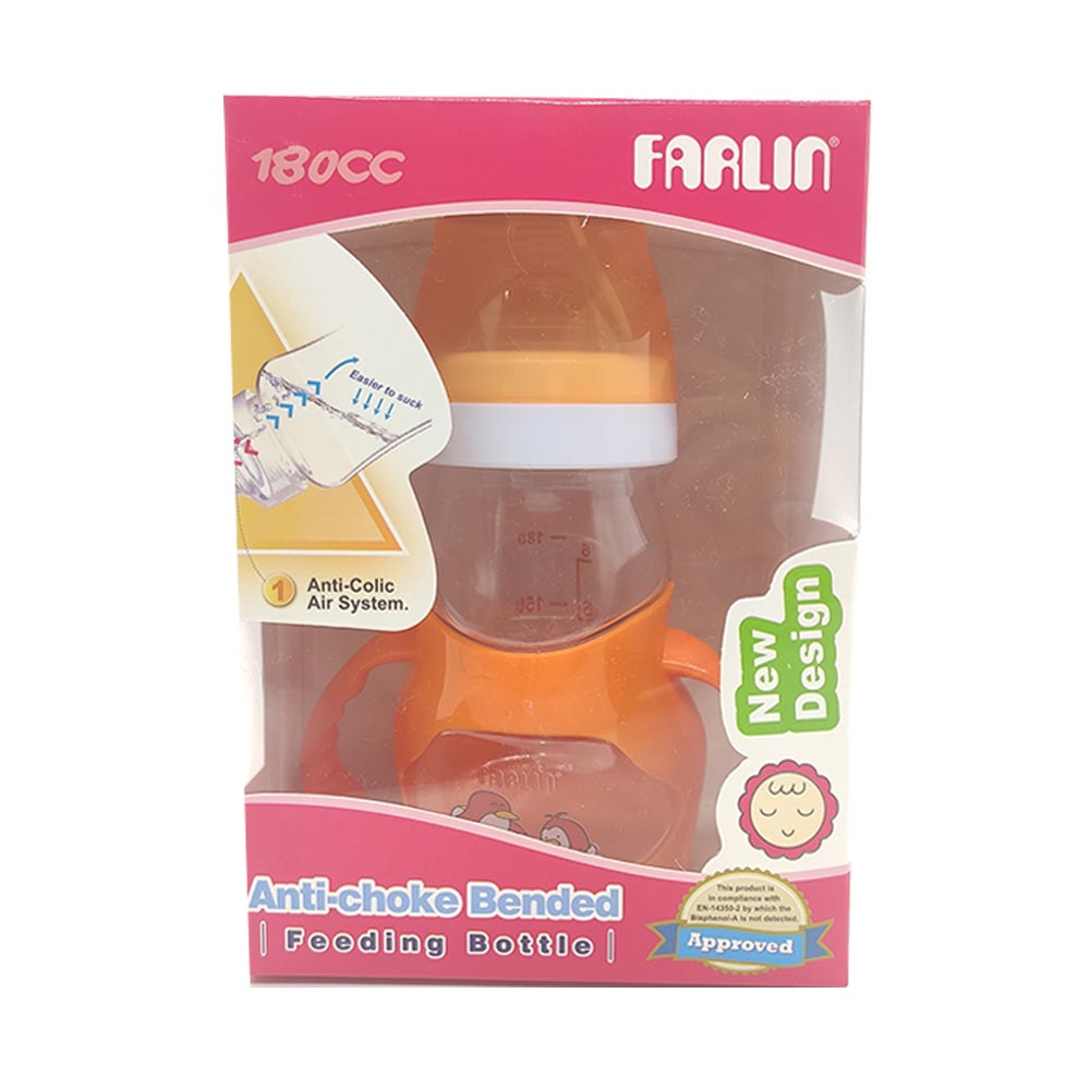 Farlin 1Anti-Colic Air System Anti-Choke Bended Feeding Bottle 180cc