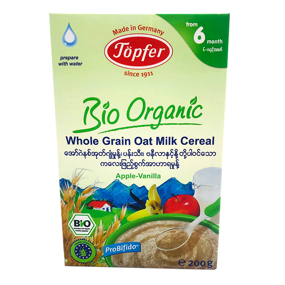 Topfer Bio Organic Whole Grain Oat Milk Cereal Apple-Vanilla 200g