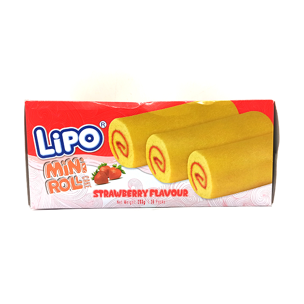 Lipo Mini Roll Cake Strawberry Flavour 16's 288g