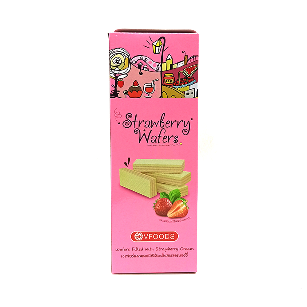 V Food Wafers Filled With Strawberry Cream 100g