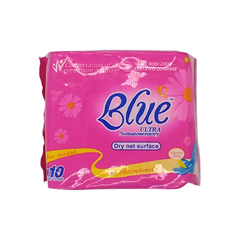 Blue Ultra Somatosensory Sanitary Napkin Dry Net Surface Chamamile Day 10's (Pink)