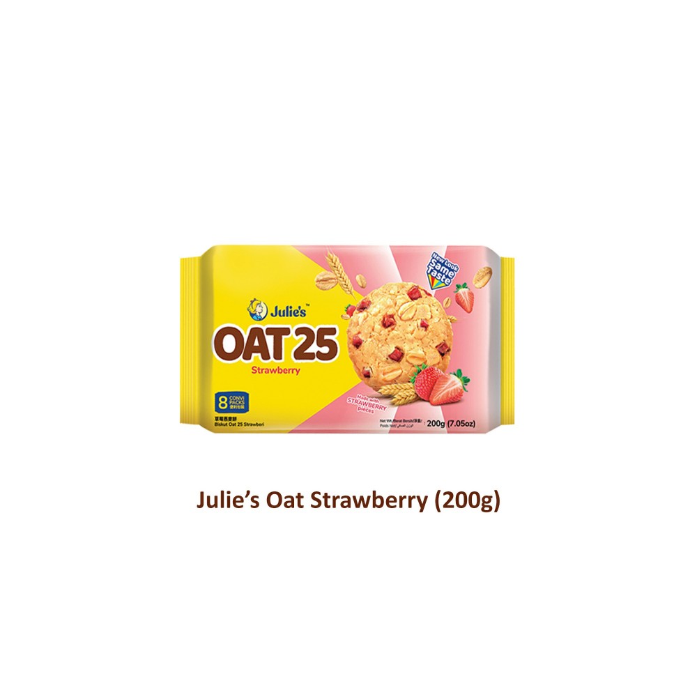 Julie's Biscuits Oat 25 With Strawberry Pieces 8's 200g