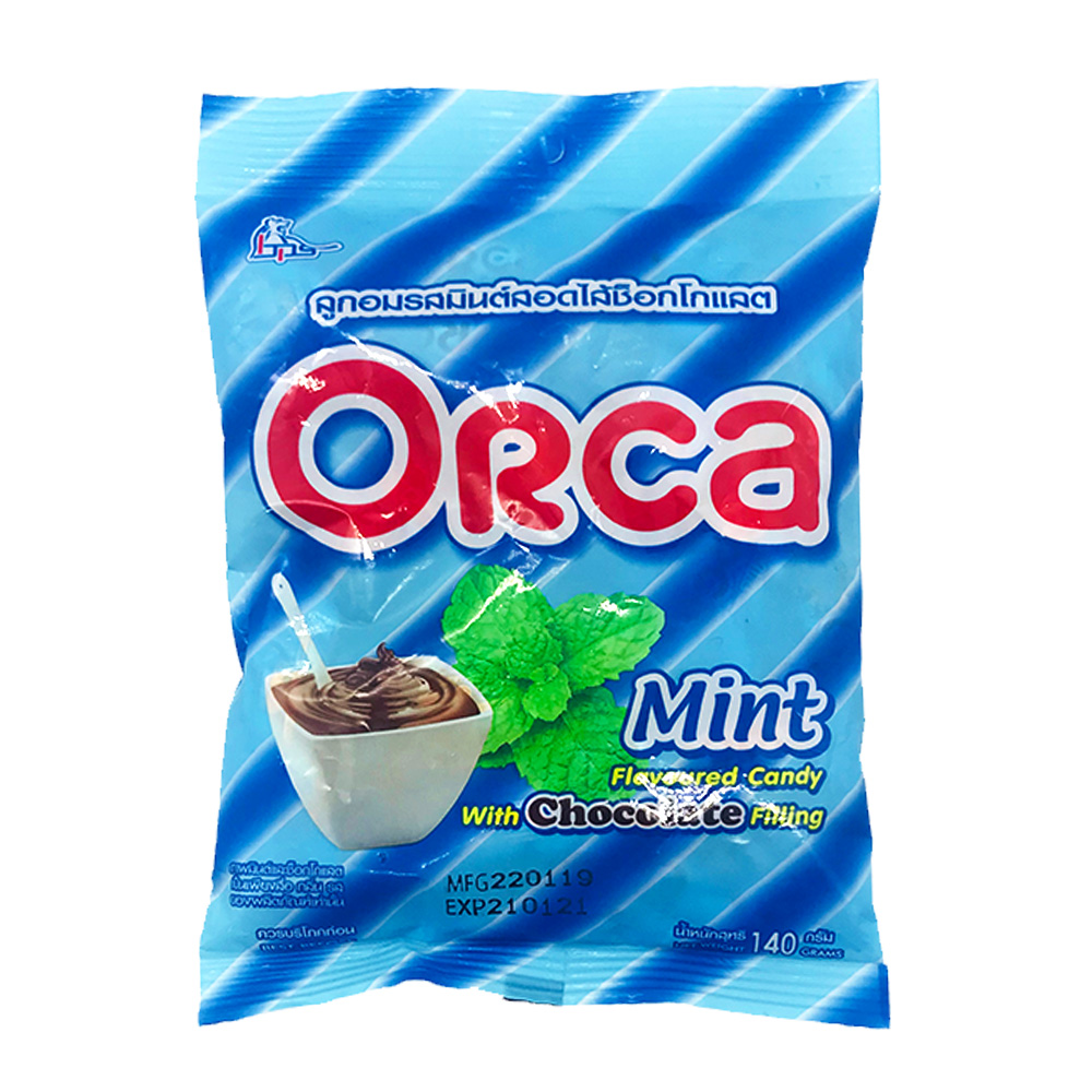 Orca Mint Candy With Chocolate Filling 140g