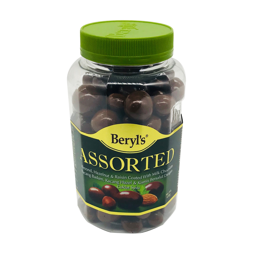 Beryl's Assorted Almond,Hazelnut & Raisin Coated With Milk Chocolate 450g
