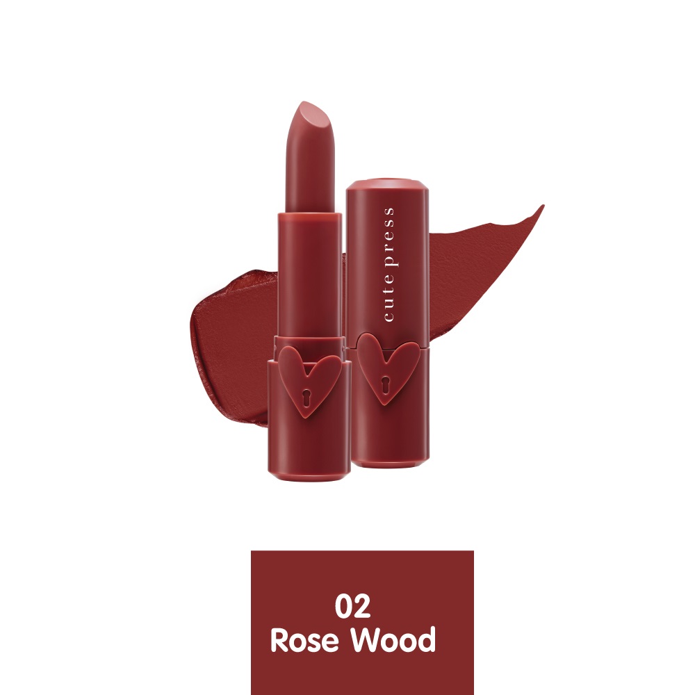 Cute Press Heart ID Matte Lip 02 Rose Wood