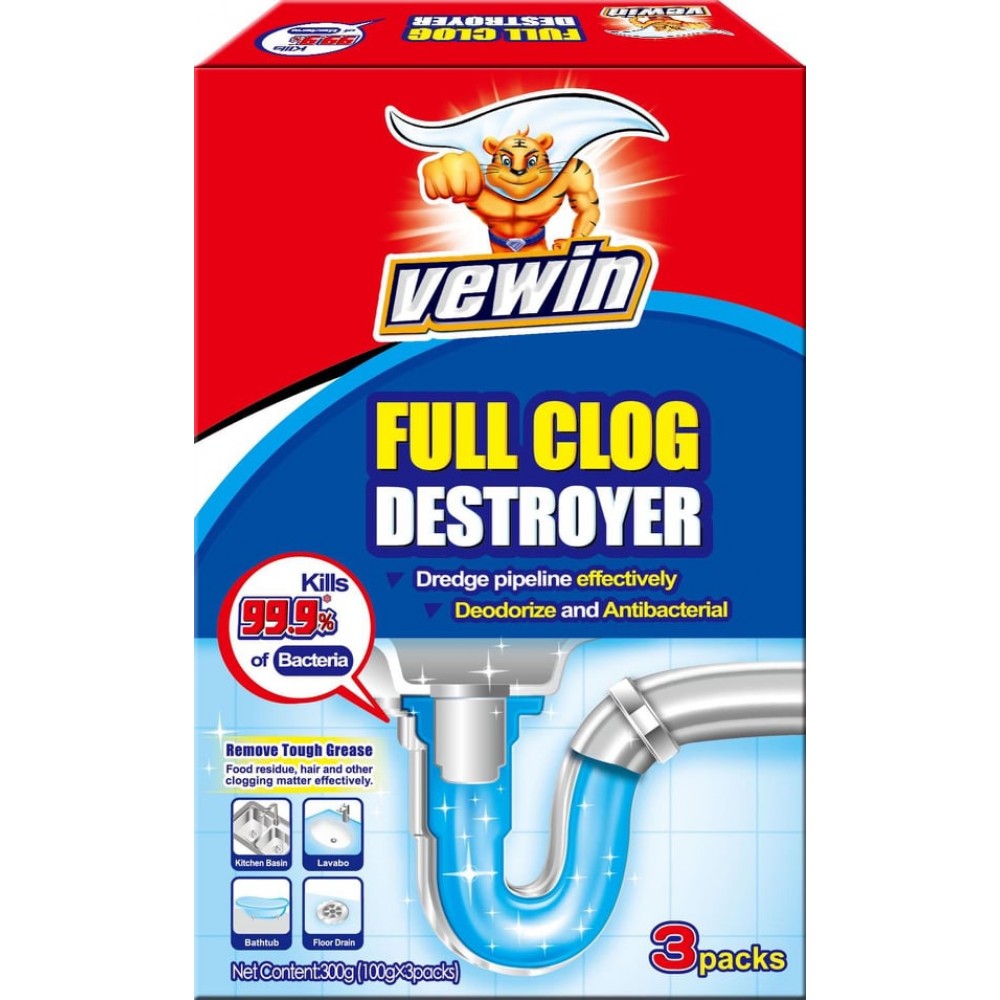 Vewin Drainpipe Cleaner Full Clog Destroyer 3s 300g