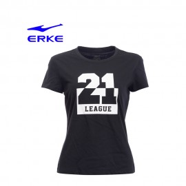 Erke Women Crew Neck T Shirt S/S No-12217219011-001 Black Size-M