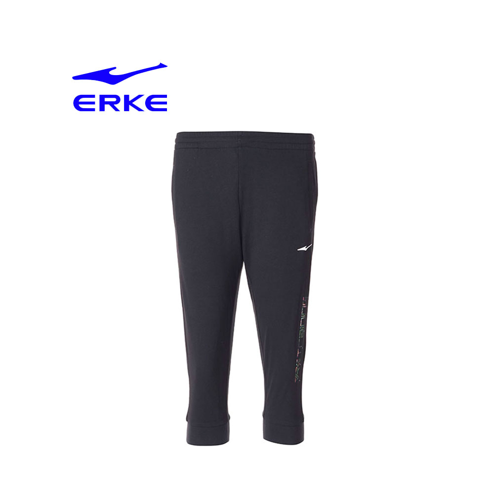 Erke Women Knitted Capri Pants No-12218258484-003 Black Size-XL
