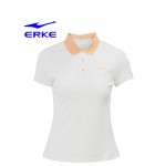 Erke Women Micro Collar Polo Shirt S/S No-12218219300-005 Black Size-L