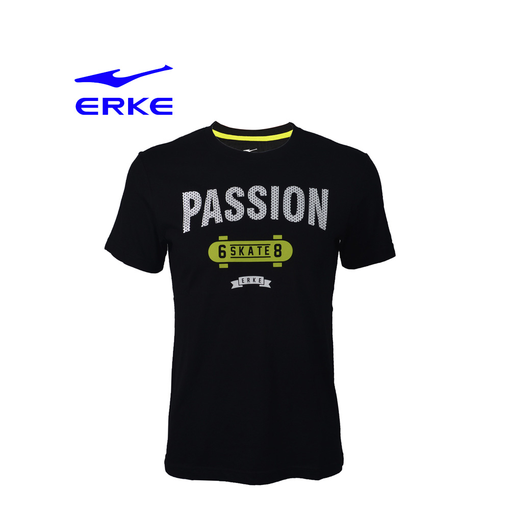 Erke Men Crew Neck T Shirt S/S No-11217219269-003 Black Size-XS