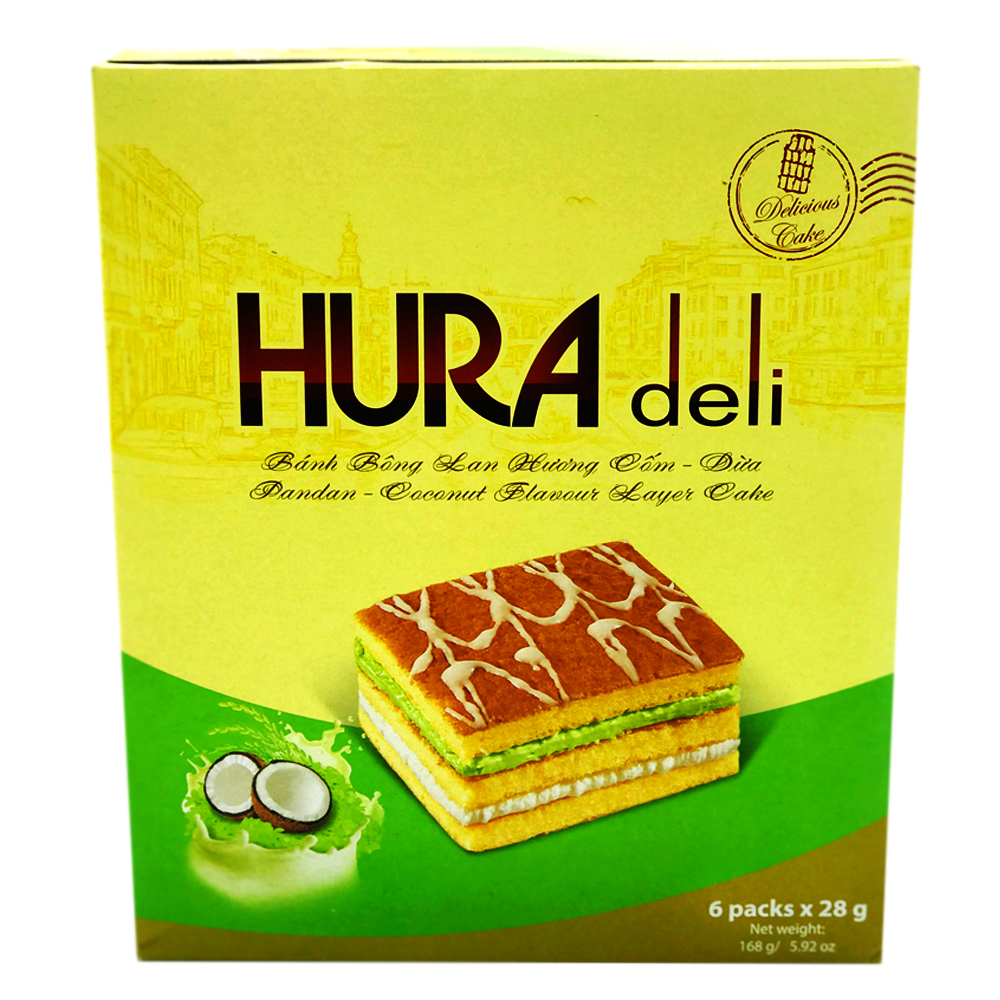 Hura Deli Layer Cake Pandan Coconut Flavour 6's 168g