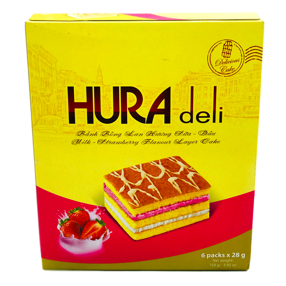 Hura Deli Layer Cake Milk Strawberry Flavour 6's 168g