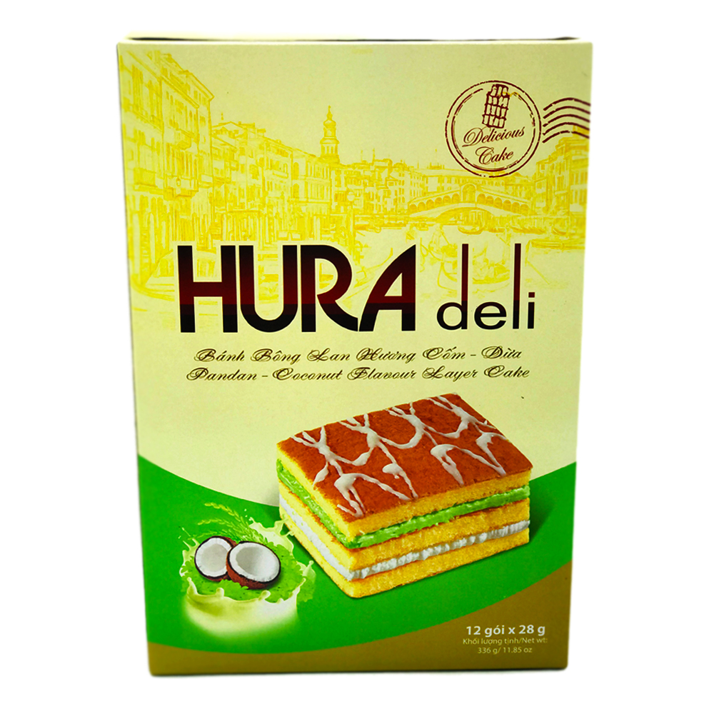 Hura Deli Layer Cake Pandan Coconut Flavour 12's 336g