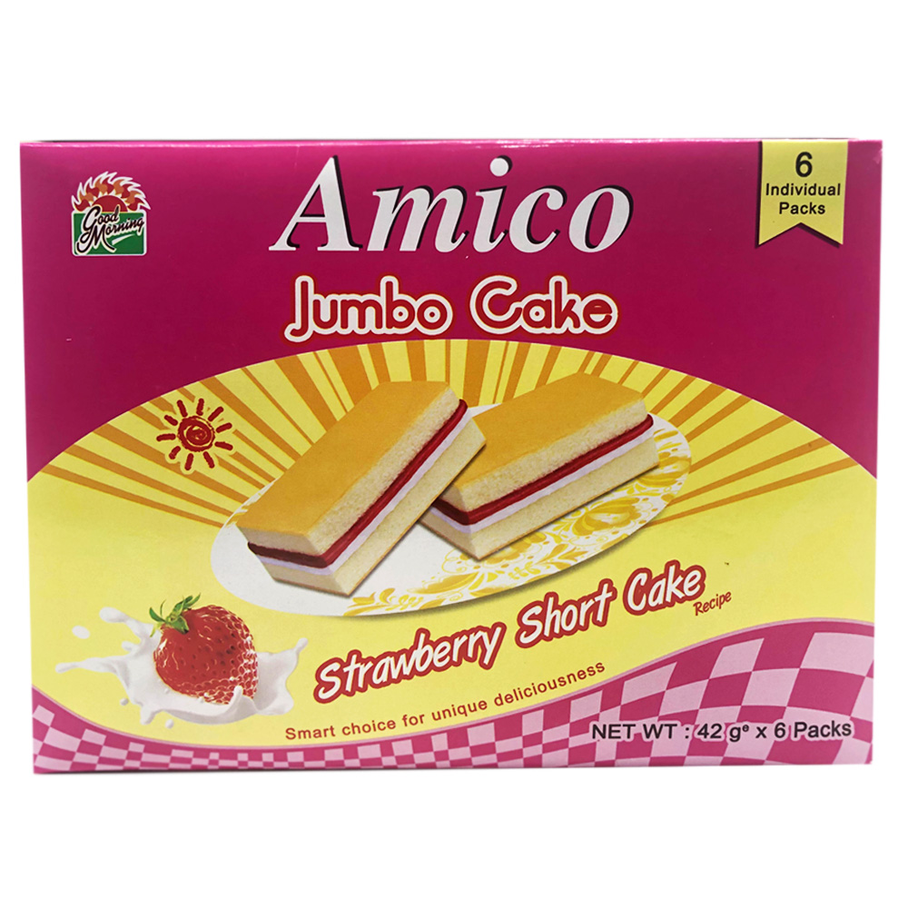 Good Morning Amico Jumbo Cake Strawberry Short Cake 6's 252g