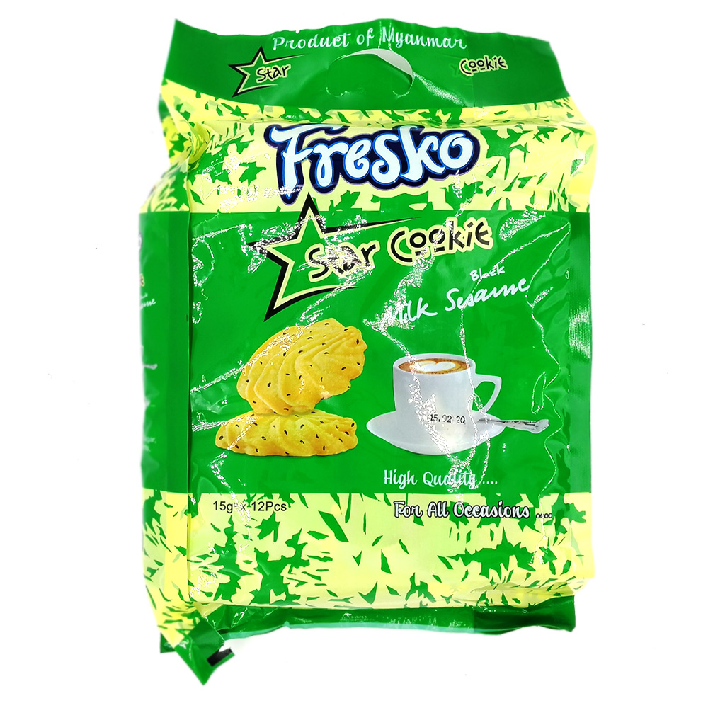 Star Fresko Cookies Milk Black Sesame 12's  180g