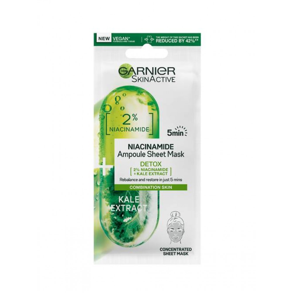 Garnier Skin Naturals Ampoule Sheet Mask Niacinamide and Kale Extract 15g
