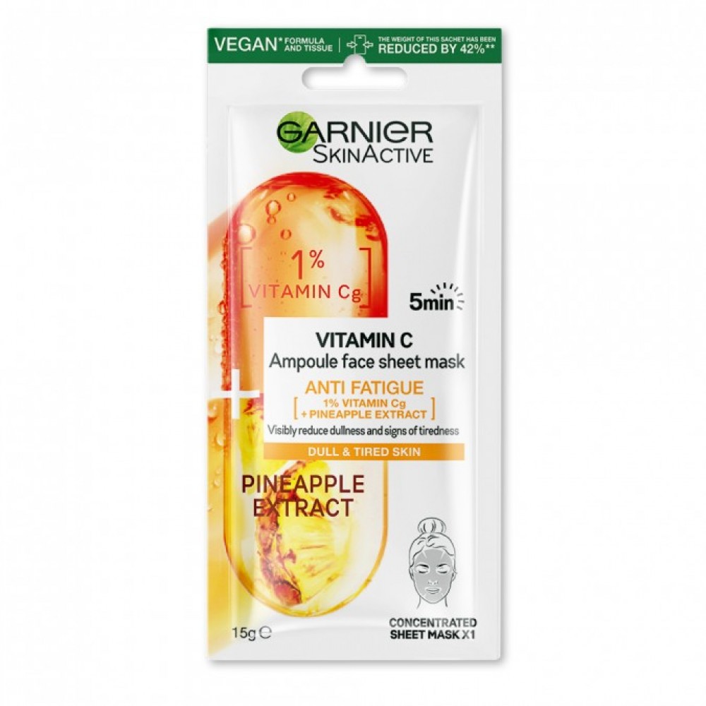 Garnier SkinActive Vitamin C Pineapple Extract Ampoule Sheet Face Mask 15 g