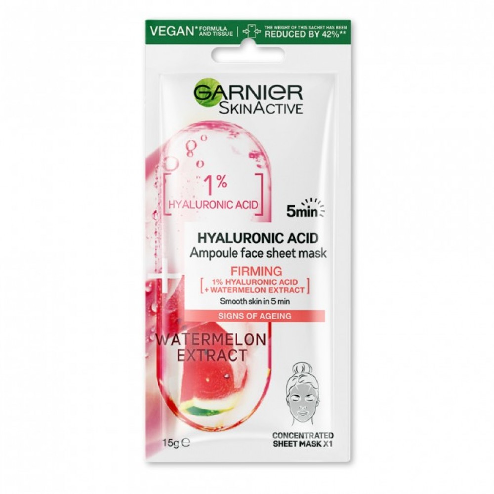 Garnier SkinActive Hyaluronic Acid Watermelon Extract Ampoule Sheet 15 g
