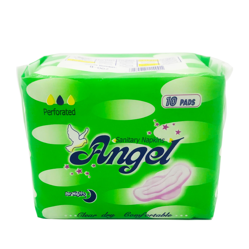 Angel Sanitary Napkin Clear Dry Comfortable Wing Perforated Night 10's
