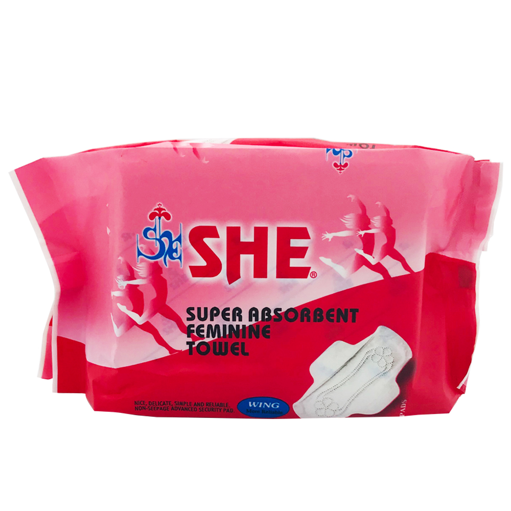 She Super Absorbent Sanitary Napkin Wing 10's