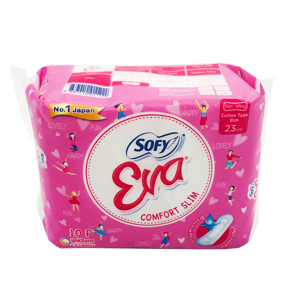 Sofy Eva Sanitary Napkin Comfort Slim Non-Wing Cotton Day 23cm 10's