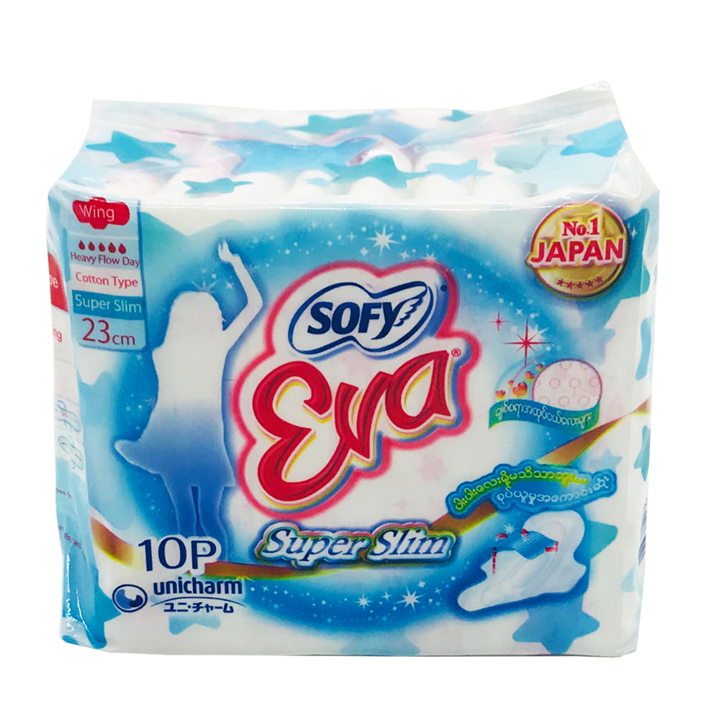 Sofy Eva Sanitary Napkin Super Slim Wing Cotton Day 23cm 10's