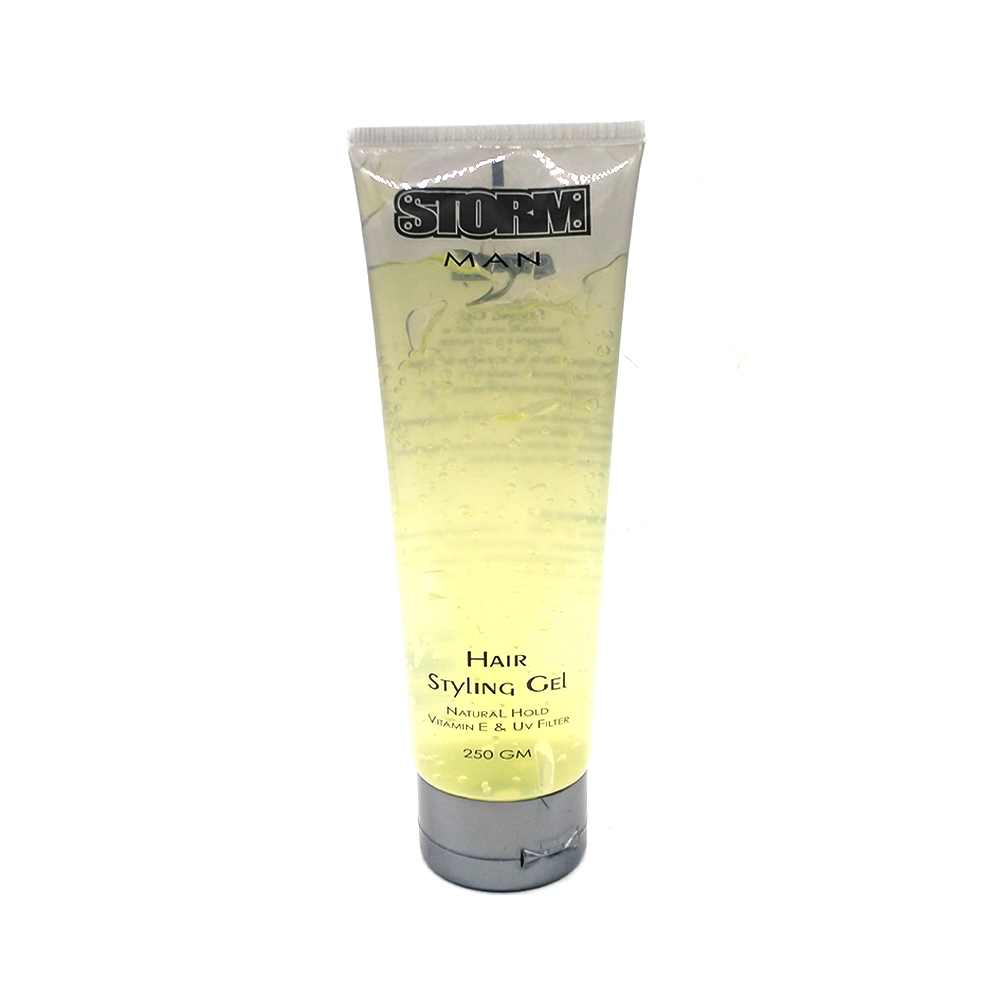 Storm Men Hair Styling Gel Natural Hold Vitamin E Uv Filter 250g