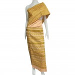Golden Silk Women Fabric One Set With Shawl (Thai Poe Kyaut Kat Chate Hlaing)