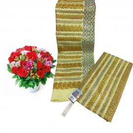 Golden Silk Women Fabric One Set With Shawl (Thai Poe Kyaut Kat)