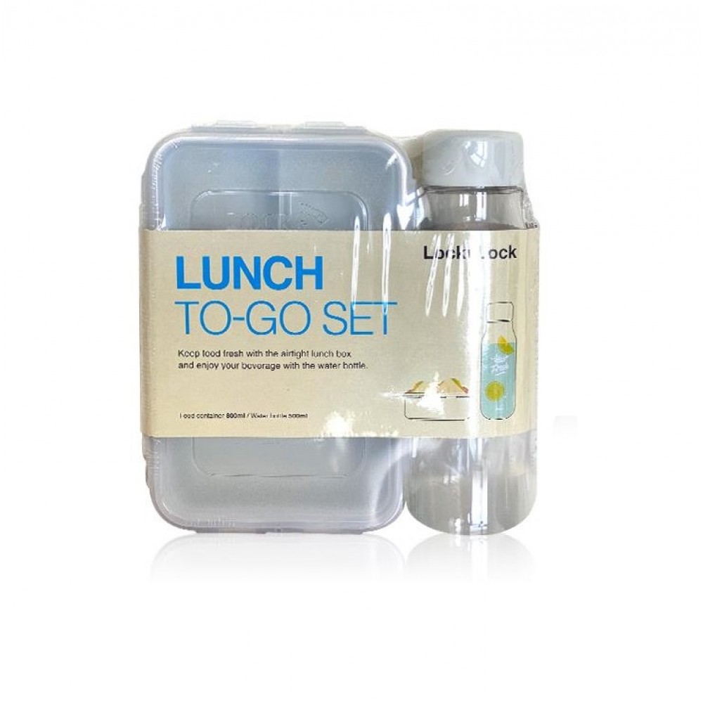 Lock & Lock Lunch to Go Set (800ML Plastic Container + 500ML Water Bottle-Ivory)