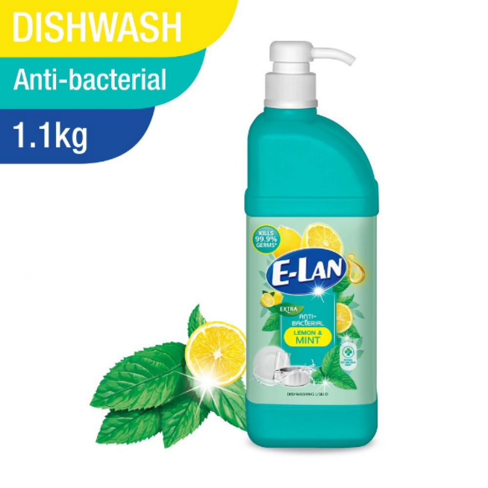 E-Lan Anti Bacterial Lemon & Mint Dish Wash 1.1kg 