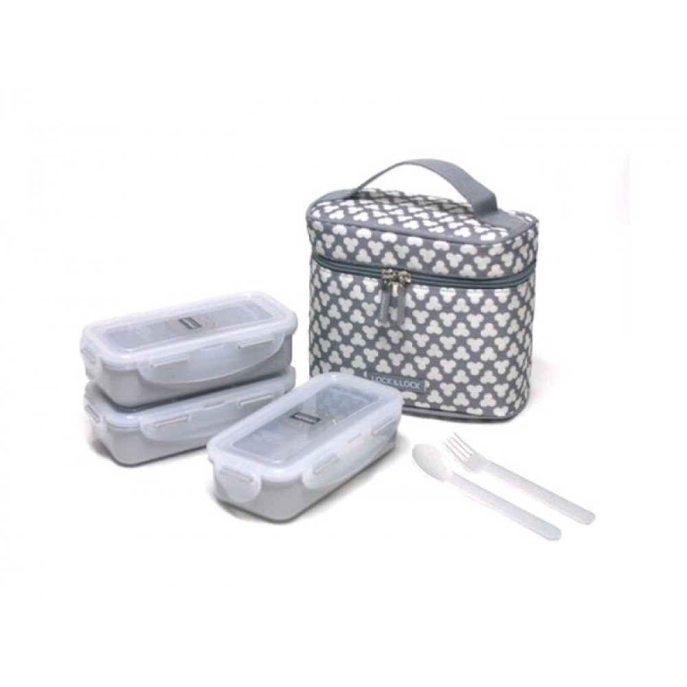 Lock and Lock Lunch Box Clover Set 3 Dark Grey