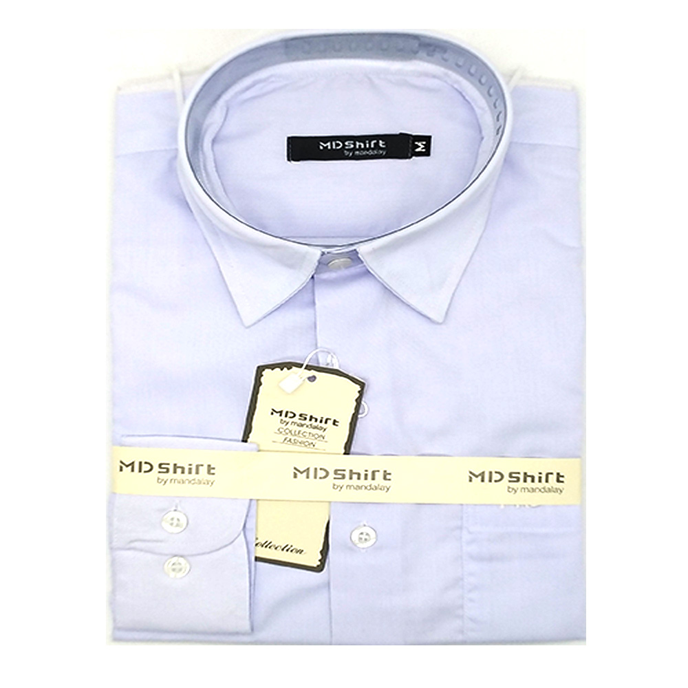 Mandalay Men White Shirt L/S (FOC-Buy 5pcs Get 1pcs Mya Kyar Phyu Men Longyi)