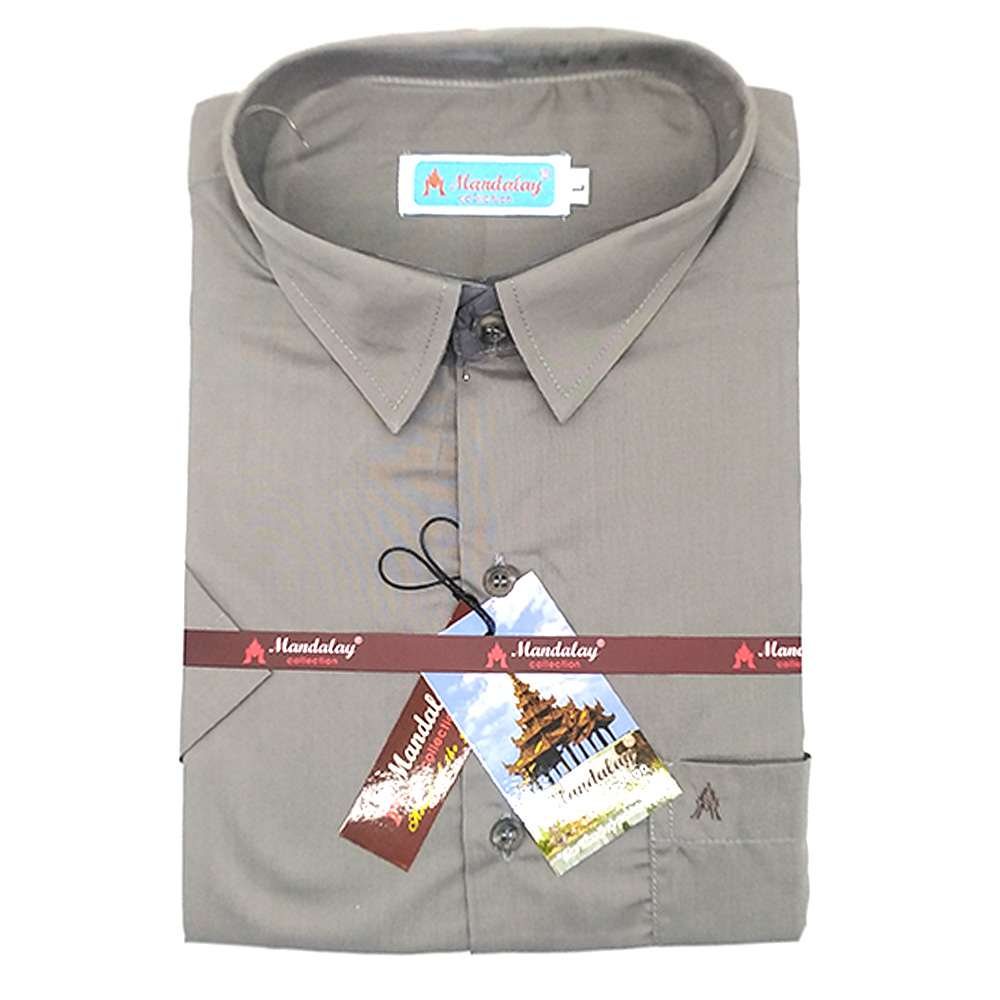 Mandalay Men Color Shirt S/S (Three Rifle Thar) (FOC-Buy 5pcs Get 1pcs Mya Kyar Phyu Men Longyi)