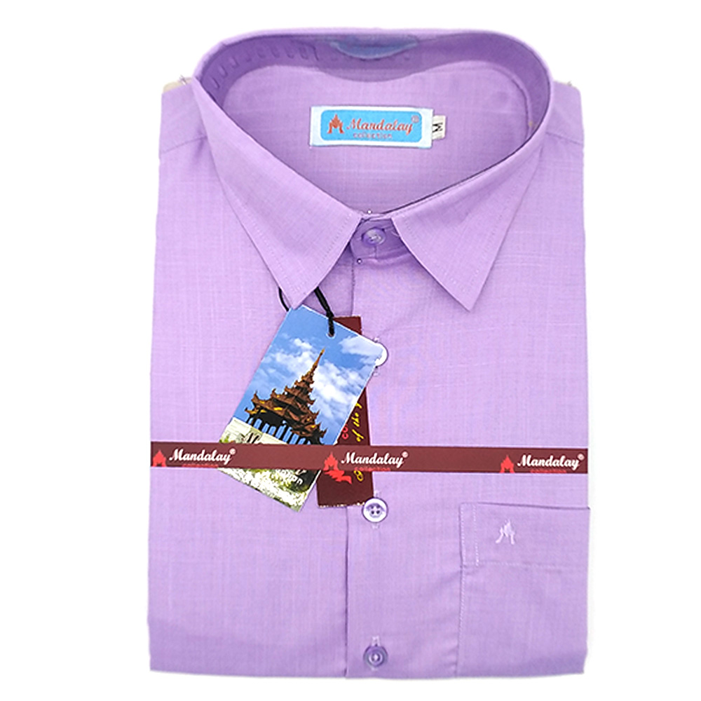 Mandalay Men Color Shirt S/S (A Chit Thar) (FOC-Buy 5pcs Get 1pcs Mya Kyar Phyu Men Longyi)