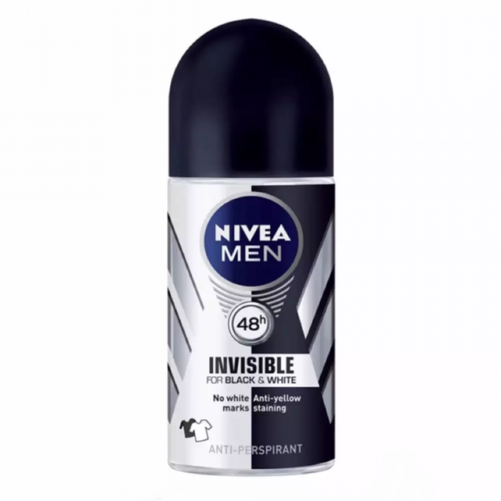 NIVEA for Men Invisible Black and White 48hr Deodorant Roll on 50ml NIVEA for Men Invisible Black and White 48hr Deodorant Roll on 50ml