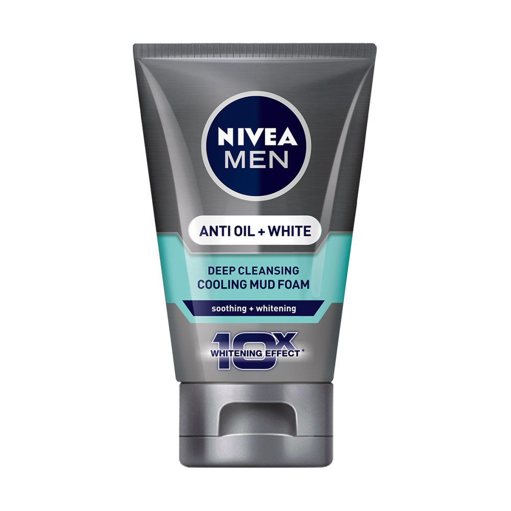 Nivea Men Anti Oil + White Cooling Mud Foam Cleanser 100g