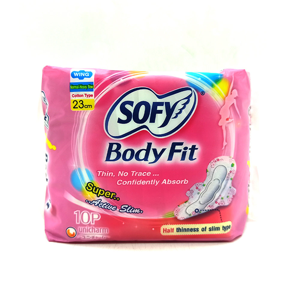Sofy Body Fit Super Active Slim Wing Normal Heavy Flow Cotton Type Day 10's