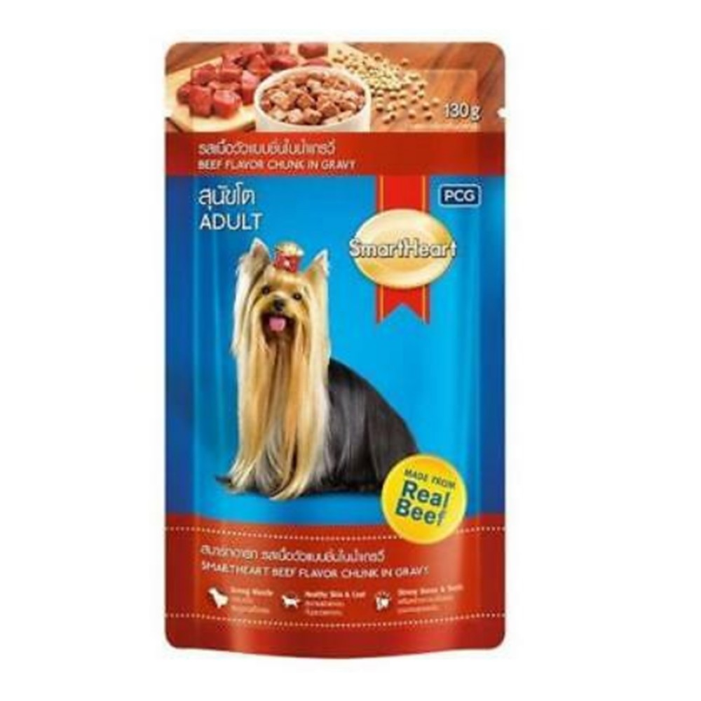 SmartHeart Dog Food Beef Flavor Chunk In Gravy 130g