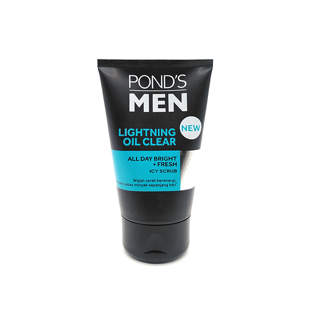 Pond's Men Facial Cleanser Lightning Oil Clear All Day Bright+ Fresh Lcy Scrub 100g Pond's Men Facial Cleanser Lightning Oil Clear All Day Bright+ Fresh Lcy Scrub 100g