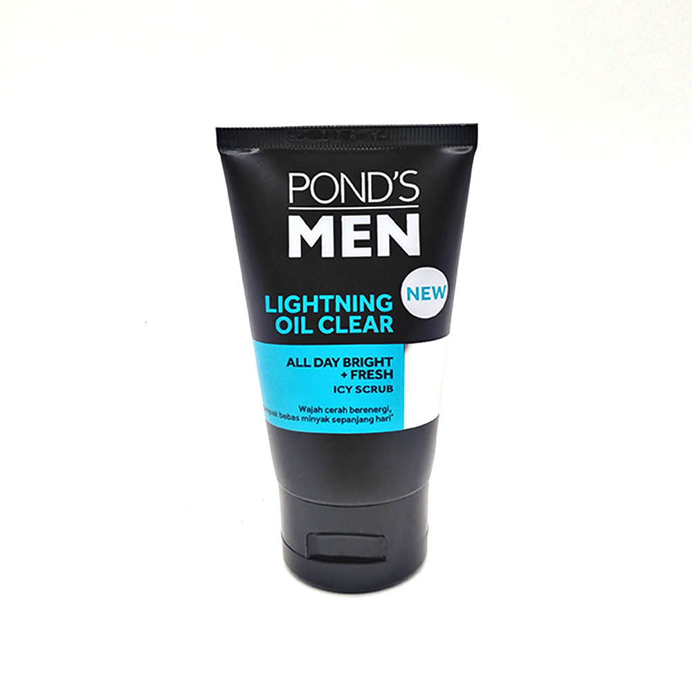 Pond's Men Facial Cleanser Lightning Oil Clear All Day Bright+ Fresh Lcy Scrub 50g